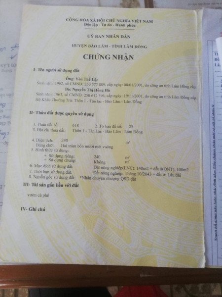 Chủ ngợp tiền cần bán gâp lô đất Bảo Lộc-Lâm Đồng vị trí đắc địa , pháp lý rõ ràng