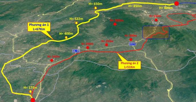 Phương án dự án tuyến Tân Phú - Bảo Lộc